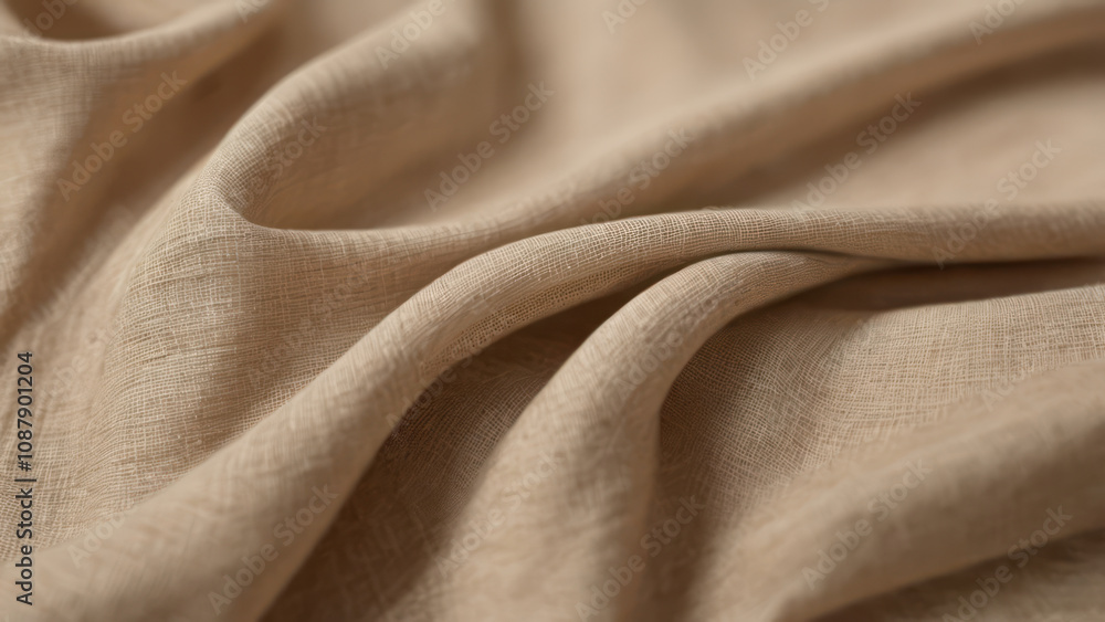 Close-up texture of natural linen fabric in a neutral beige color. Close-up texture of natural linen fabric in a neutral beige color.