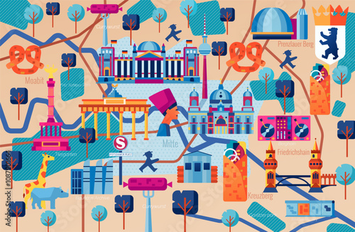 Photography Vector map of Berlin illustration.
