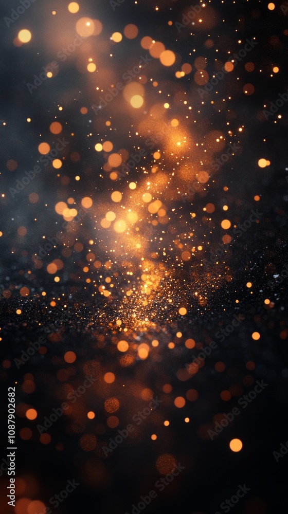 Golden bokeh effect creates a magical atmosphere on a dark bronze background, ideal for festive and celebratory designs Golden bokeh effect creates a magical atmosphere on a dark bronze background, ideal for festive and celebratory designs