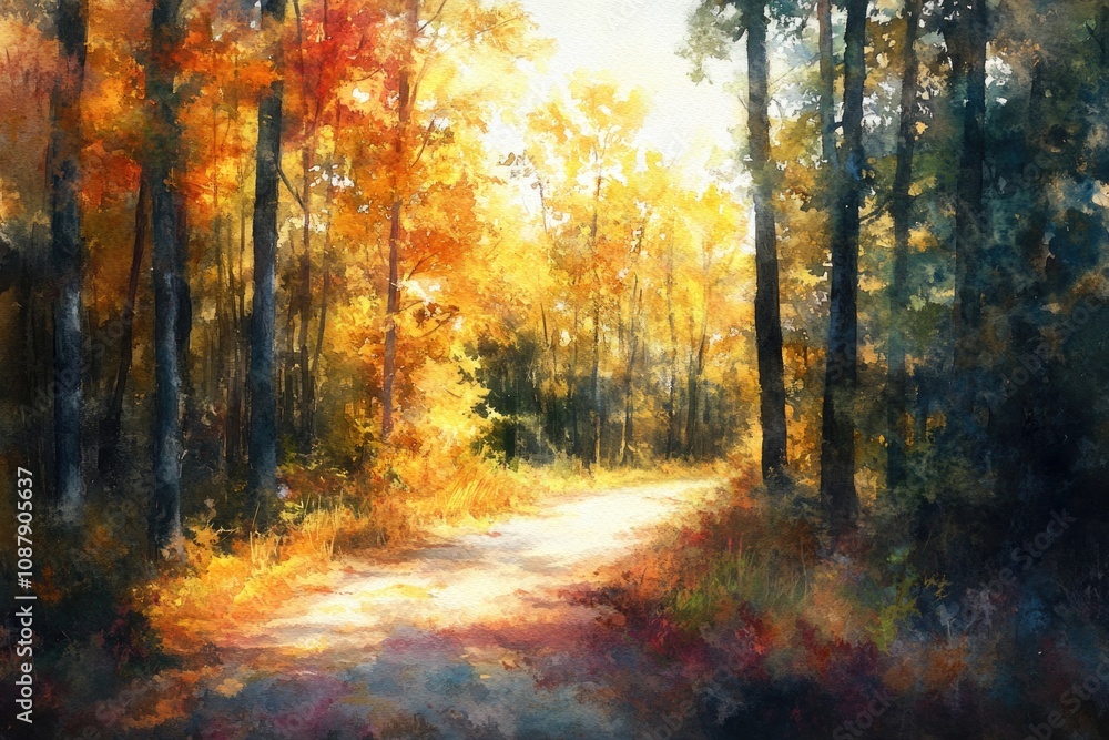 Obraz premium A scenic view of a dirt road surrounded by trees and foliage