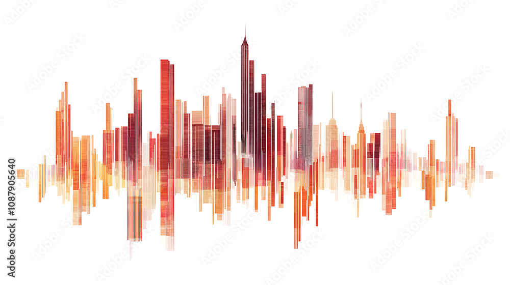 A city skyline made of skyscrapers, flat design simple lines, white background A city skyline made of skyscrapers, flat design simple lines, white background