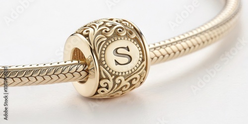 S Charm A small gold s charm that can be added to a bracelet photo