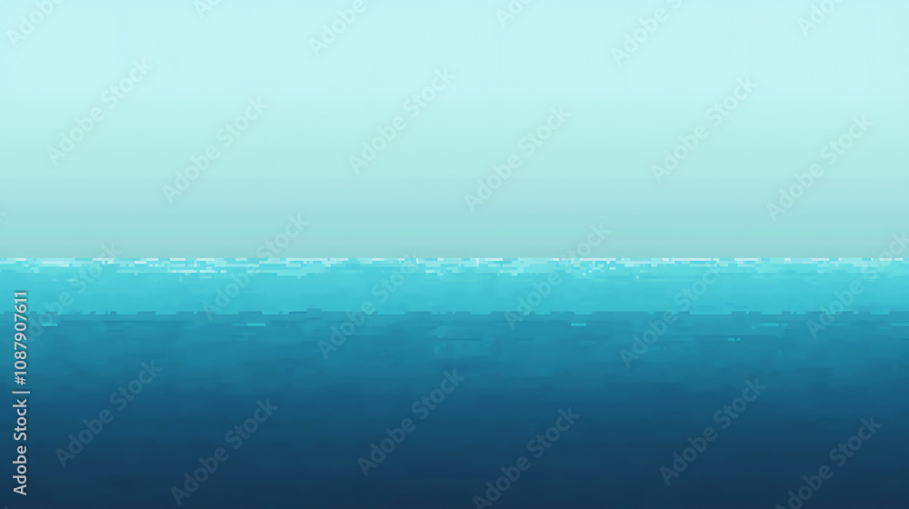Fototapeta premium 8bit pixel art background, ocean blue gradient