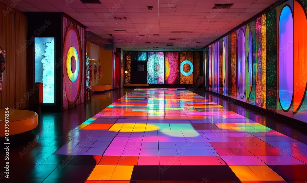 Groovy disco dance floor with retro decor Groovy disco dance floor with retro decor