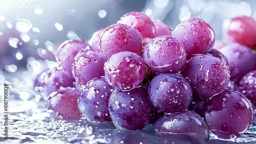 Wallpaper Mural Red grapes rest on ice with water droplets and leave, splash water on grapes, generative ai Torontodigital.ca