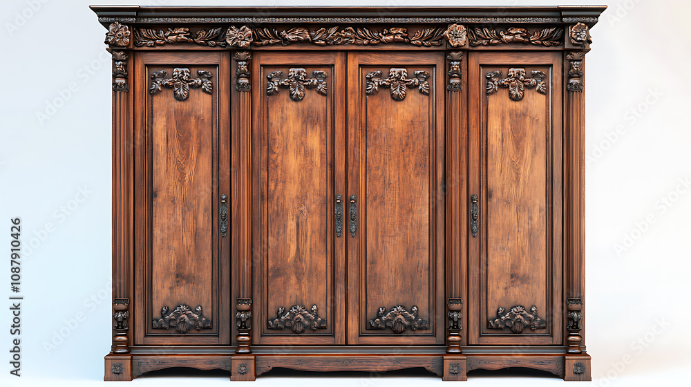 Wooden wardrobe isolated on white background Wooden wardrobe isolated on white background