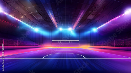 Wallpaper Mural An illustration of a volleyball court arena field with bright stadium lights designed to enhance the visibility and ambiance of night matches Torontodigital.ca