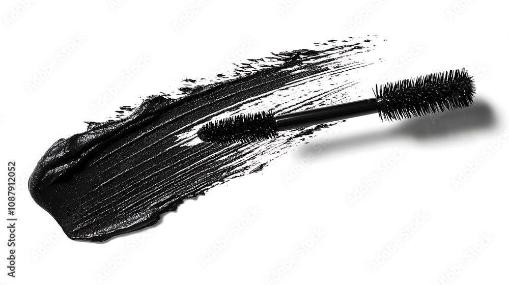 Black mascara texture, brush stroke isolated on white background, Cosmetic product swatch Black mascara texture, brush stroke isolated on white background, Cosmetic product swatch
