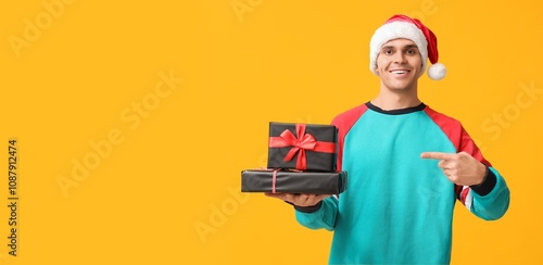 Handsome young man in Santa...