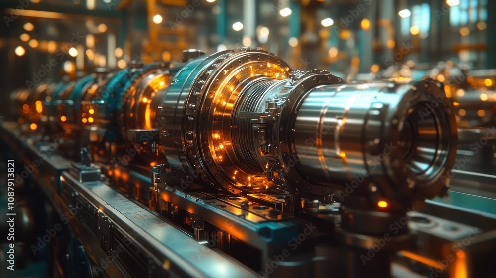 Industrial machinery with glowing components. Industrial machinery with glowing components.