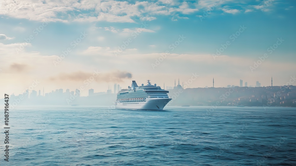 Luxury cruise ship in the ocean sea Luxury cruise ship in the ocean sea