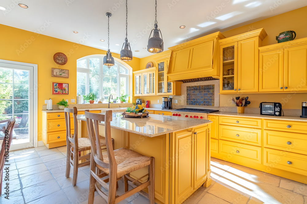 Bright and Cheerful Kitchen in Ray Flower Color: A Symbol of Optimism and Wholesome Living Bright and Cheerful Kitchen in Ray Flower Color: A Symbol of Optimism and Wholesome Living