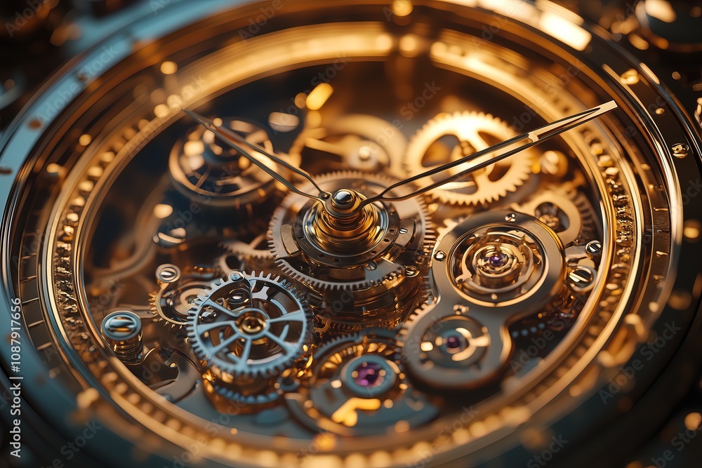 Mechanical clock with visible rotating gears, warm tones and soft lighting, a sense of retro aesthetic Mechanical clock with visible rotating gears, warm tones and soft lighting, a sense of retro aesthetic