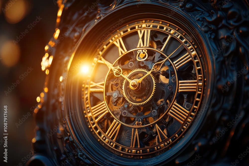 Mechanical clock with visible rotating gears, warm tones and soft lighting, a sense of retro aesthetic Mechanical clock with visible rotating gears, warm tones and soft lighting, a sense of retro aesthetic