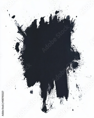 Intriguing Black Ink Spot on a Serene White Background - Chaos and Order photo