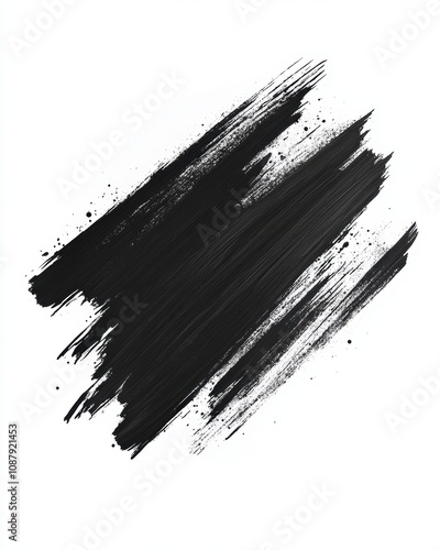 Black Brushstroke on White Background - Artistic Chaos photo