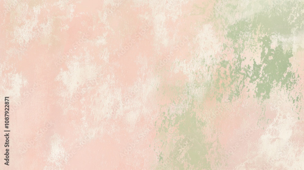 Fototapeta premium Soft pink and green pastel colors blend together, creating a dreamy and ethereal background with a subtle textured effect, perfect for adding a touch of elegance and tranquility to any project