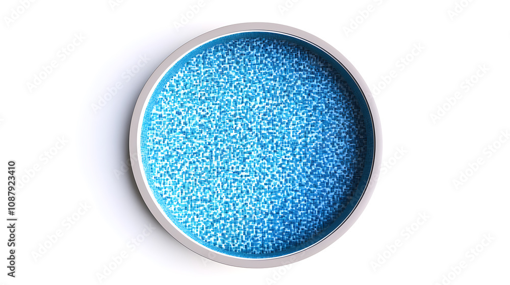 A top view of a round swimming pool isolated on a white background, suitable for design and architectural layouts A top view of a round swimming pool isolated on a white background, suitable for design and architectural layouts