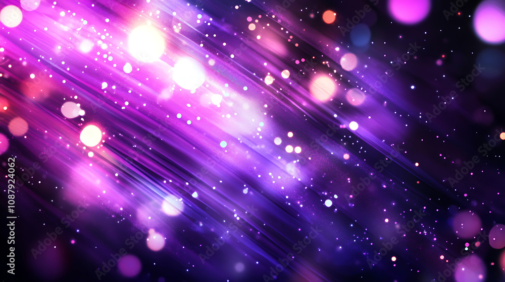 Fototapeta premium A purple background with diagonal lines and glowing lights, creating an abstract design for a banner or presentation