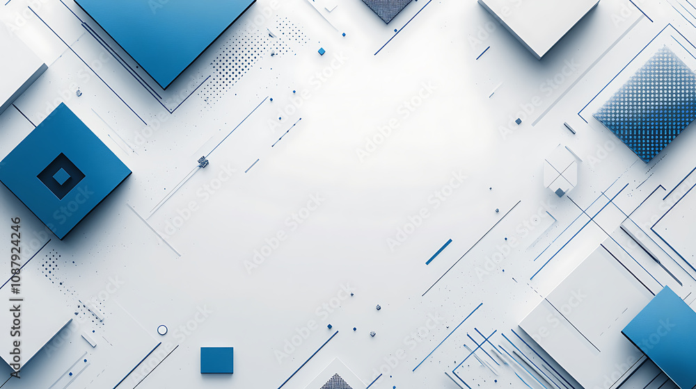A white background with blue and gray geometric shapes, representing the digital transformation of construction marketing for web design A white background with blue and gray geometric shapes, representing the digital transformation of construction marketing for web design