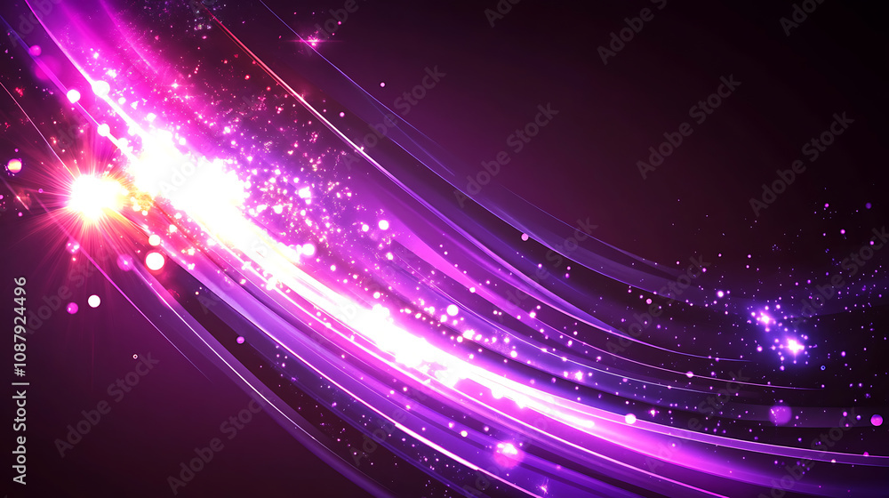 Obraz premium Abstract purple background with geometric shapes and lines, glowing light effects