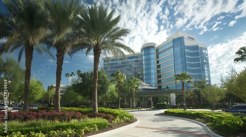 Corporate hospital campus exterior
