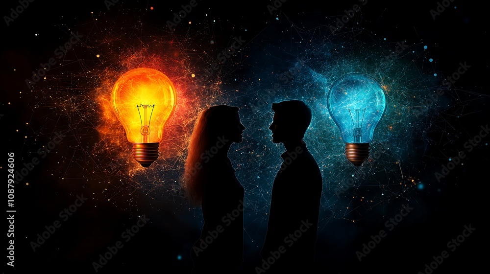 minimalist and modern cover image representing the revitalization of creativity. Feature two central abstract figures minimalist and modern cover image representing the revitalization of creativity. Feature two central abstract figures