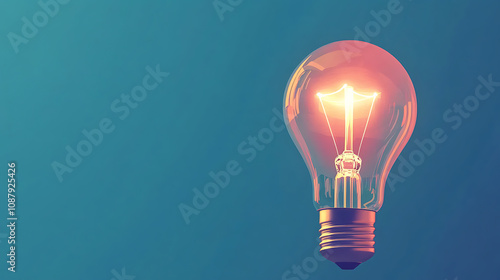 A light bulb with a digital technology and innovation concept on a blue background