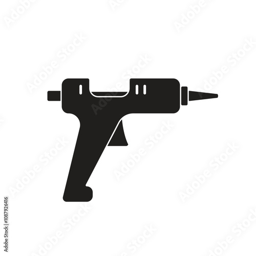 Crafty glue gun silhouette icon. Clipart image isolated on white background.