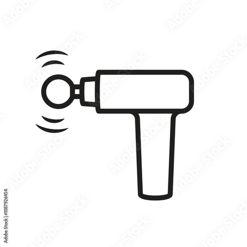 Massage gun outline icon. Clipart image isolated on white background.