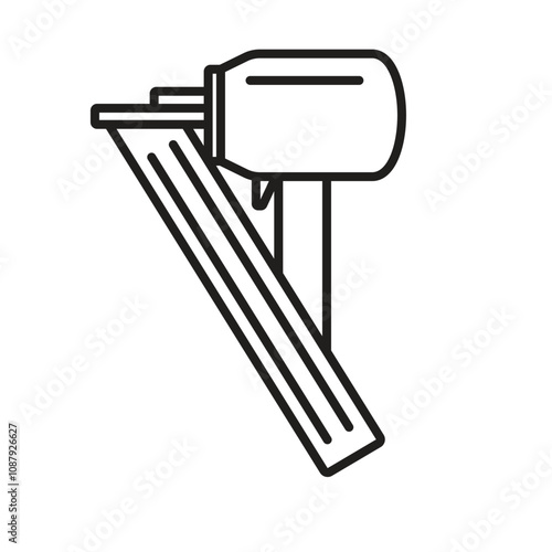 Brad nail gun outline icon. Clipart image isolated on white background.