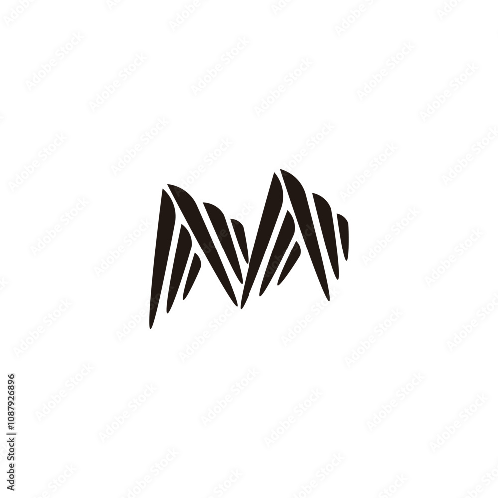 Letter M lines, abstract geometric symbol simple logo vector