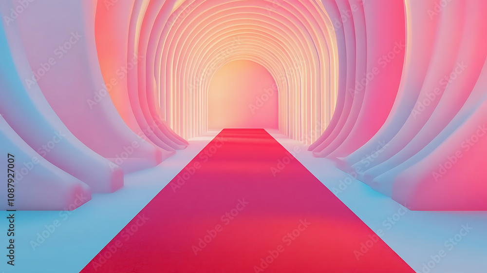 Obraz premium Red carpet rolled out on white background vip event and celebrity entrance concept illustration