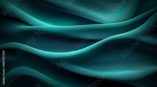 Wallpaper Mural Elegant silk fabric in deep teal and emerald tones creates a calming atmosphere, perfect for holiday designs, posters, or creative projects. Torontodigital.ca