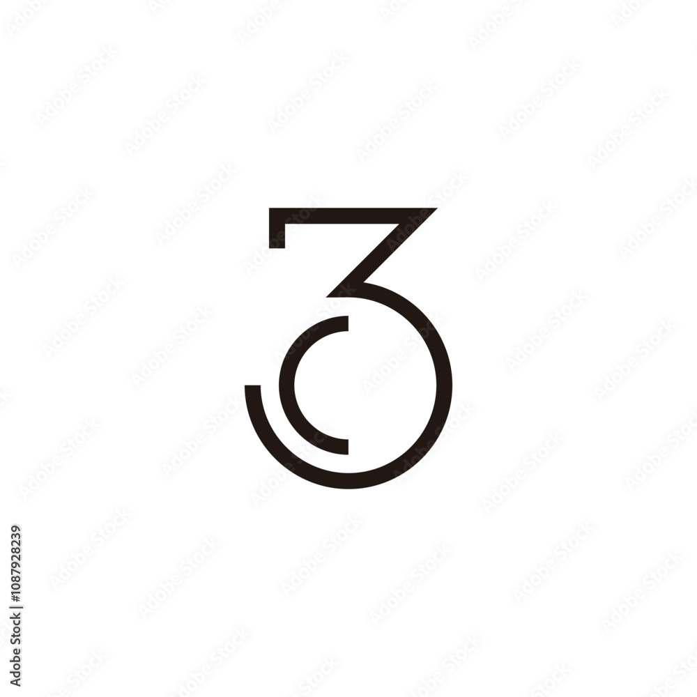 Letter c number 3 curve geometric symbol simple logo vector Letter c number 3 curve geometric symbol simple logo vector