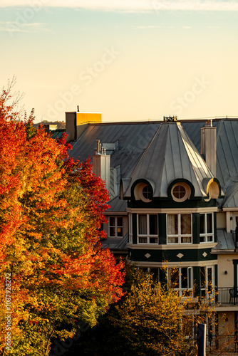 detail of a facade on a building in the village of Mont tremblant. photo taken at fall