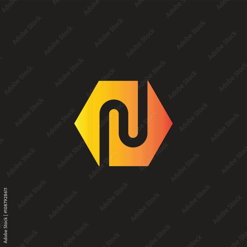 Letter N in hexagon, modern geometric symbol simple logo vector Letter N in hexagon, modern geometric symbol simple logo vector