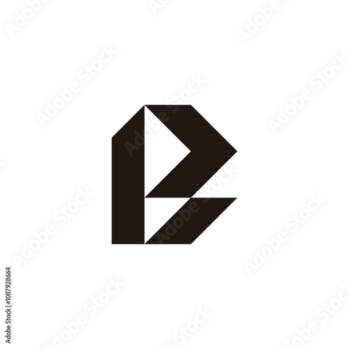 Letter P e knife geometric symbol simple logo vector