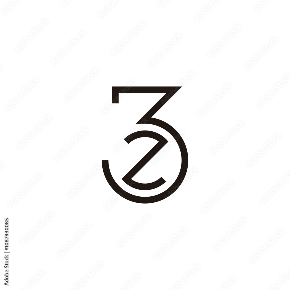Letter z number 3 geometric symbol simple logo vector Letter z number 3 geometric symbol simple logo vector