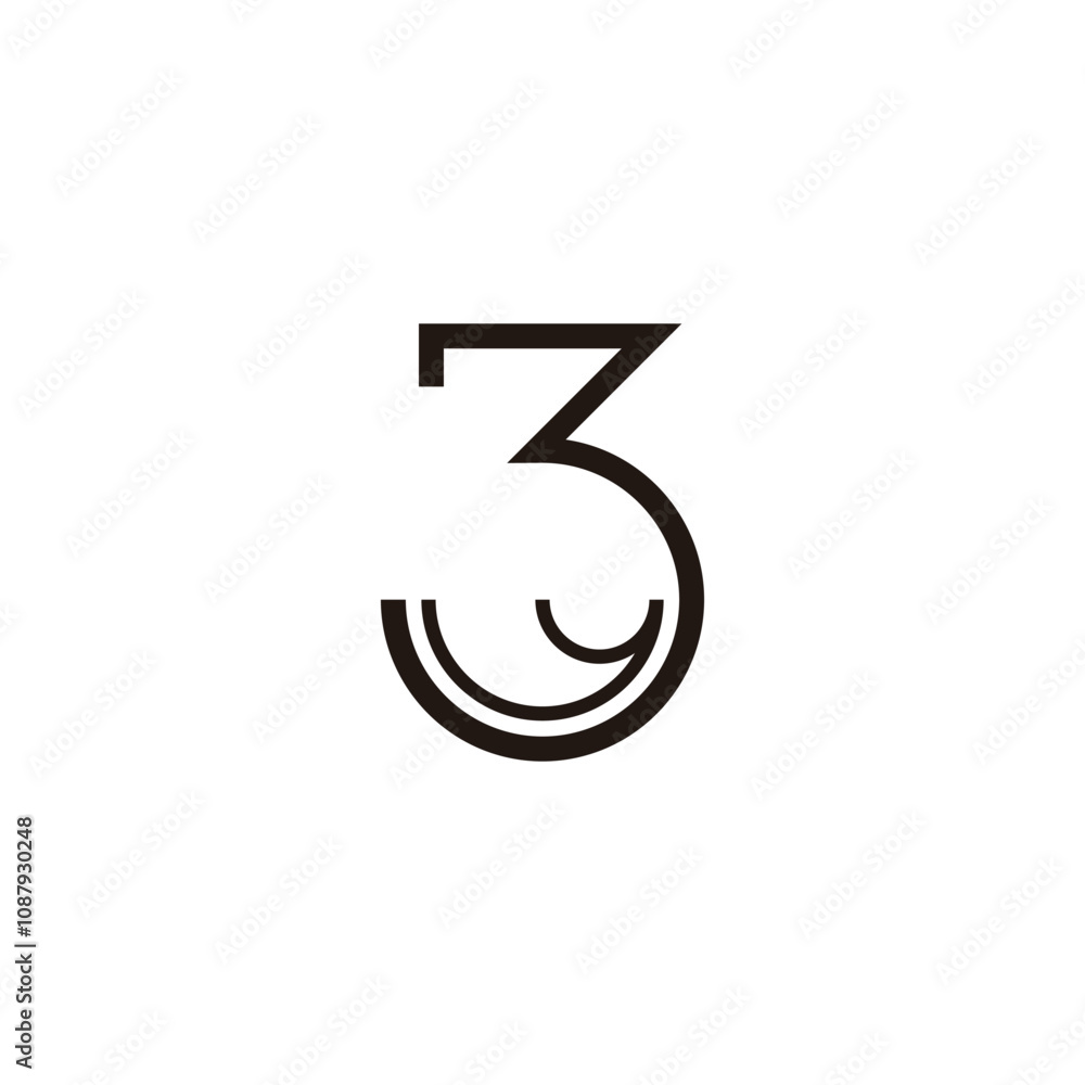 Number 3 letter y curve geometric symbol simple logo vector Number 3 letter y curve geometric symbol simple logo vector