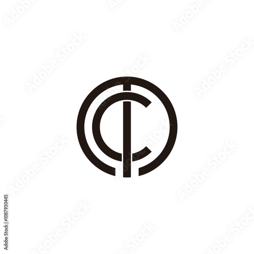 Letter m and c circle, unique geometric symbol simple logo vector