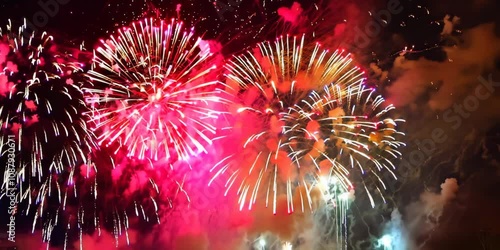 Spectacular fireworks display lighting up the night sky, 4K . Video
