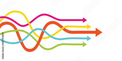 Colorful arrows streamline process concept image. Clipart image isolated on white background.
