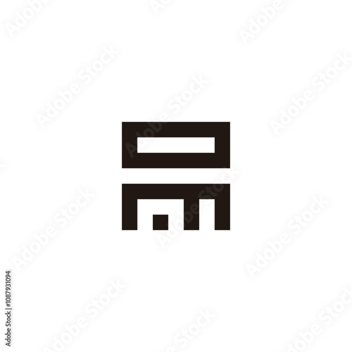 Letter O, m and n square geometric symbol simple logo vector