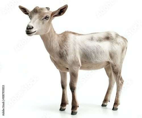 close up of a goat isolated on white