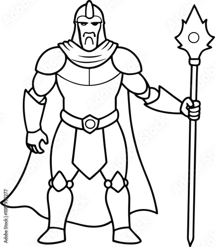 Wallpaper Mural Worrier with sword line art coloring page Torontodigital.ca