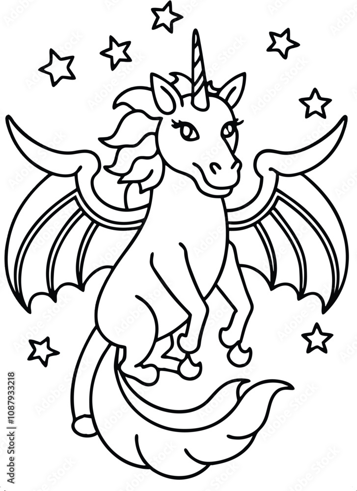 Fototapeta premium Unicorn coloring page for kids