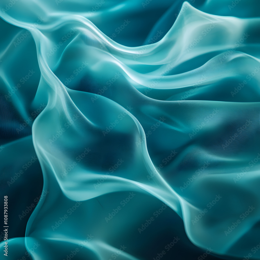 Obraz premium Aquatic Awe - Ethereal Turquoise Fabric Waves Evoking Serenity and Balance
