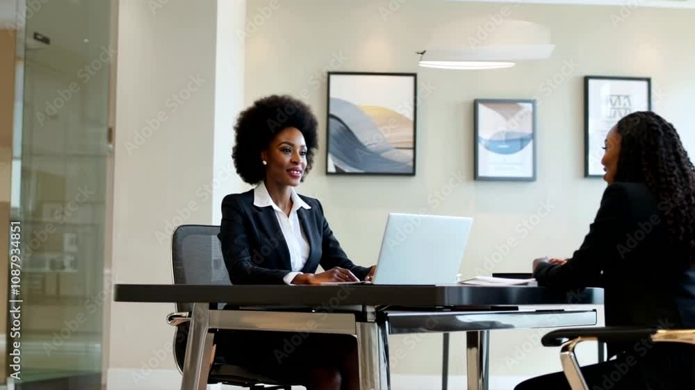 A bank or an insurance agent. An African female staff member is talking to a customer. Professional shooting A bank or an insurance agent. An African female staff member is talking to a customer. Professional shooting