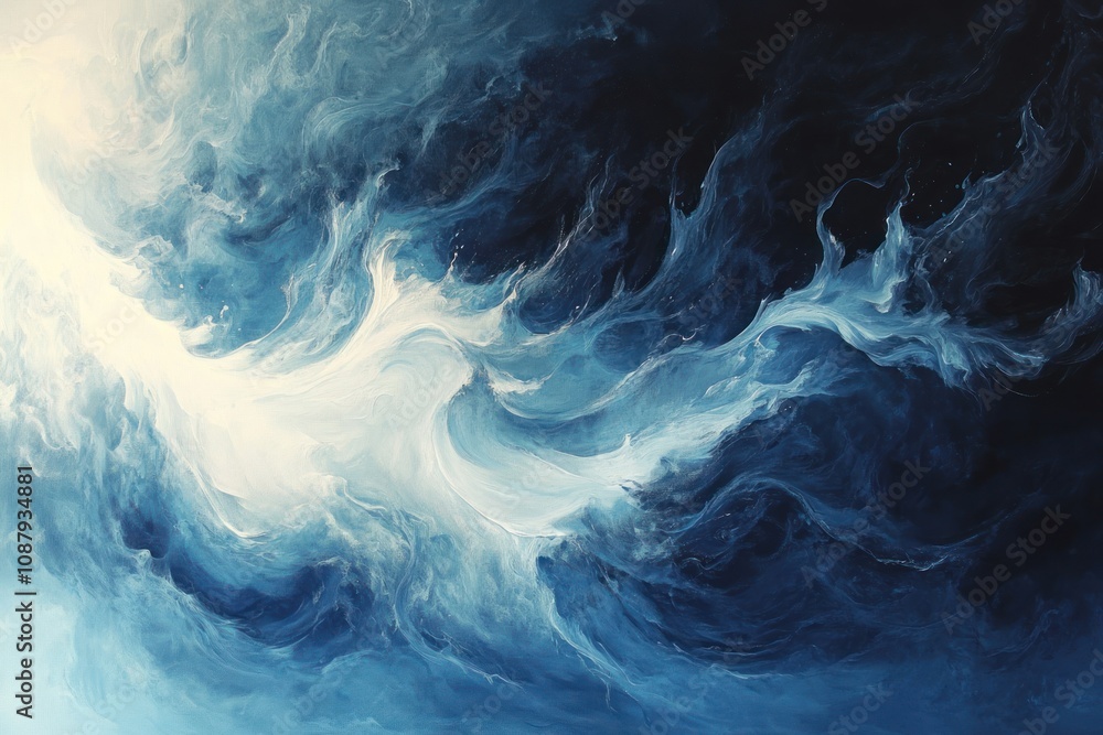 Obraz premium Abstract background with swirling blue and white clouds.